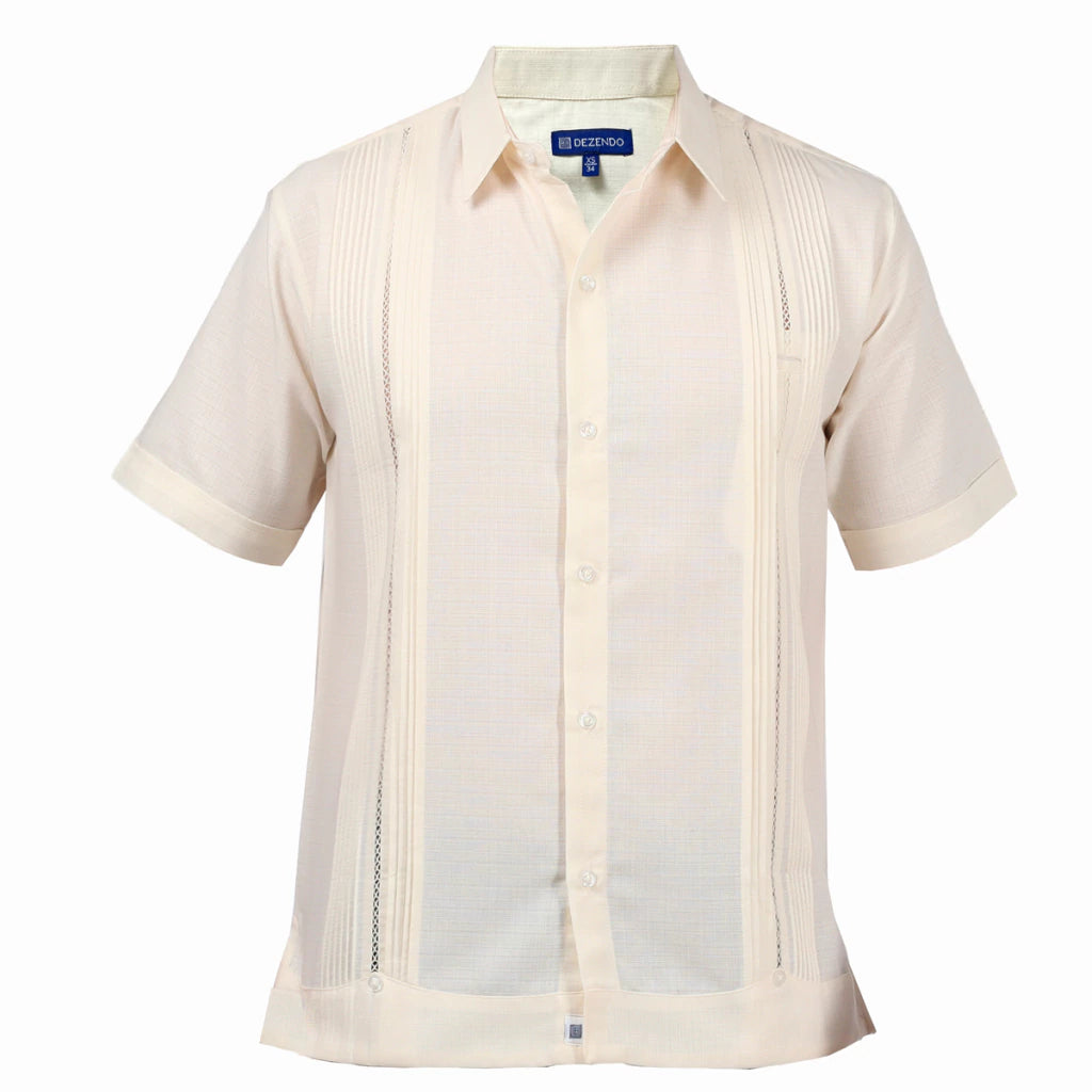 Men's Linen Yucatecan Guayabera Shirt Model Celestun Short Sleeve